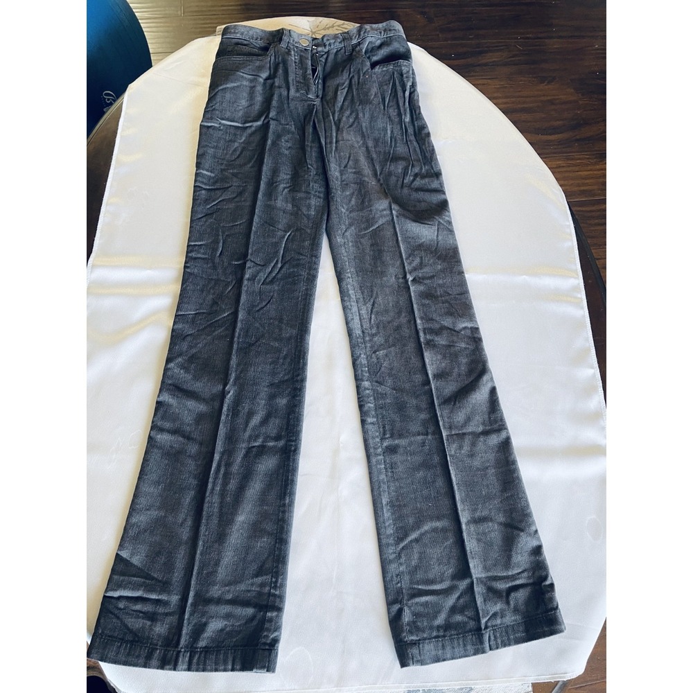 Vintage Women Straight Leg Armani Collezioni Corduroy Mid Rise Dark Grey Size 00